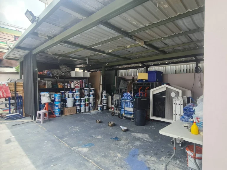 Covered warehouse and parking area