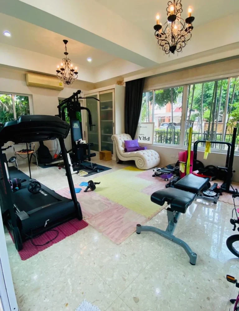 Fitness room, second view, with chandeliers