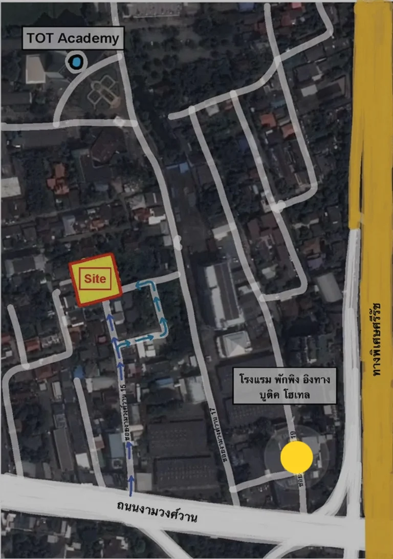 Route map from Ngamwongwan Road into Soi Ngamwongwan 15