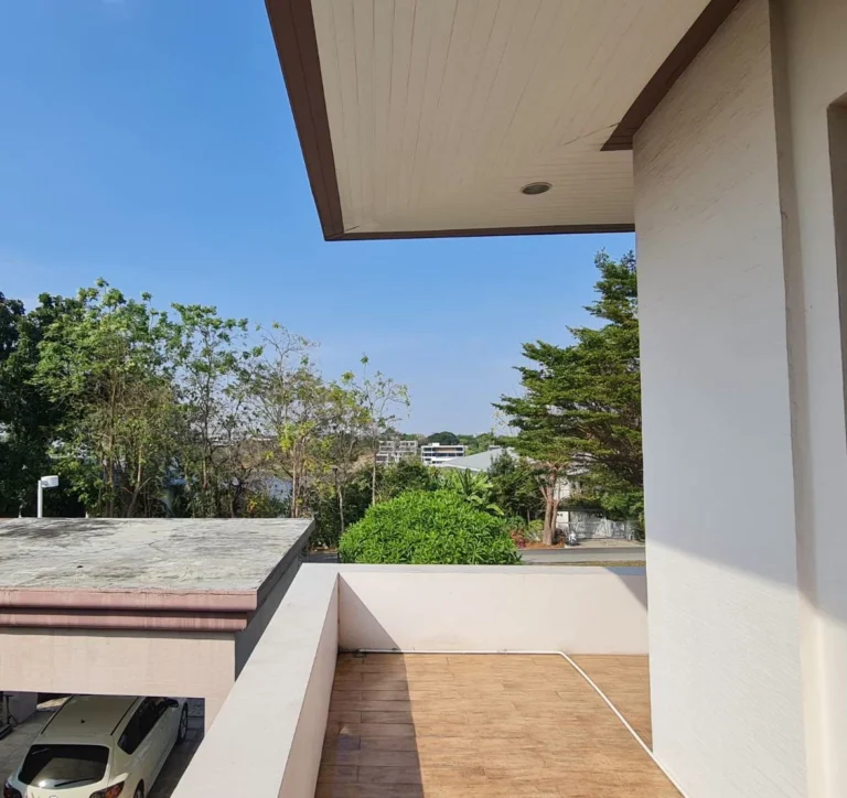 Upstairs balcony with trees